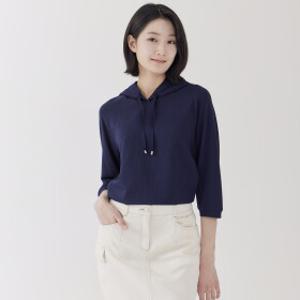 [지센] (2컬러) 시어서커 져지 패치 후드 7부 티셔츠 LSTSP352