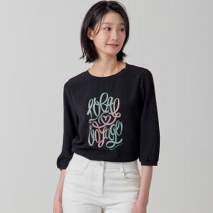 [지센] (2컬러) 저지 시보리 원포인트 라운드 7부 우븐 티셔츠 LFTSP308