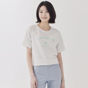 [지센] (2컬러) 젤라또 자수 레터링 라운드 반팔 티셔츠 LSTSP351