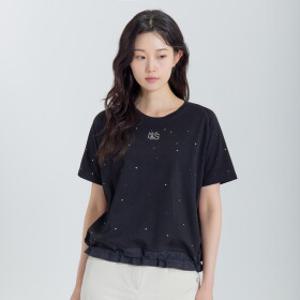 [지센] (2컬러) 스몰 자수 반팔 티셔츠 LCTSP428