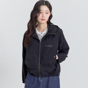 [지센] (2컬러) 스판 후드 레터링자수 크롭 코트 LCCAP328