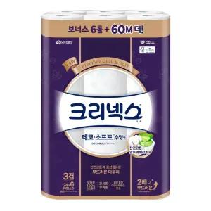 크리넥스 데코앤소프트 수딩플러스 3겹 27m (24+6)롤 1팩