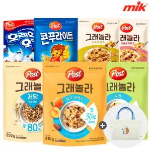 [10%중복쿠 폰] 포스트 피칸/살구 아몬드 310g x 3개 + 크리치오에코백 [콘푸라이트/시리얼/코코볼/크랜베리아몬드/카