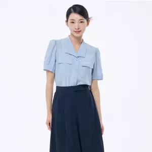 [SI]스탠드아웃 카라 퍼프 블라우스 스카이블루 SGBAG0491_ESS