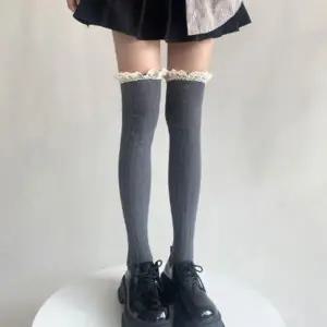[하프클럽/]여자 롱 꽈배기 스웨터 레이스 니삭스
