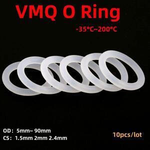 10Pcs VMQ 화이트 실리콘 링 가스켓 두께 CS 1.522.4mm OD 5mm ~ 90mm 식품 등급 방수 와셔 고무 절연 O