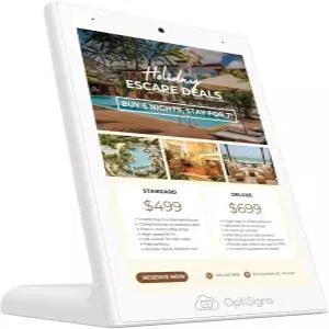 OptiSigns OptiKiosk 10 - 카운터탑 디지털 사이니지 키오스크 Wi-Fi 이더넷 및 블루투스 소프트웨어