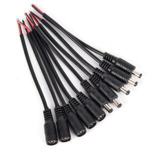 10개 블랙 5.5 x 2.1mm DC 플러그 잭 커넥터 케이블 피그테일 12V 남성 어댑터 3528 LED 스트립 라이트용