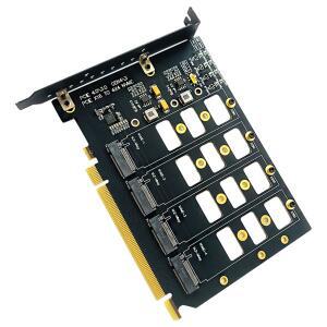 M.2 NVMe 솔리드 스테이트 드라이브용 PCI-E 4.0 4베이 확장 카드 2242 2260 SSD X16 Gen 4 어댑터