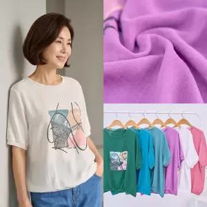엄마옷 마미소 모모 라운드 티셔츠 여름 그래픽 시보리 반팔 할머니 빅사이즈 40 70 마담 중년 여성 옷