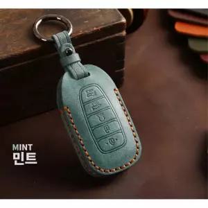싼타페TM 스마트키케이스 가죽 키홀더 심플한 고급 열쇠고리 차