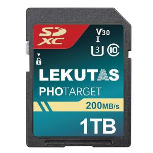 LEKUTAS 1T(999GB) SDXC UHS-I 메모리 카드 - 최대 200MB/s 읽기 속도, C10, U3, V30, 4K UHD, 캐논 니콘 소니 파나소닉 DSLR용 풀 HD 비디오 SD 카드, 미러리스 카메라