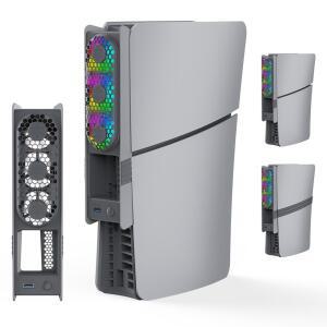 USB 포트 및 RGB 라이트 쿨러 선풍기 PS5 프로 슬림 냉각 플레이스테이션 5 디스크 디지털 에디션용