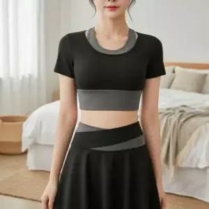 러닝 필라테스 요가 크롭 반팔 레깅스 치마 운동복 세트 여성요가복