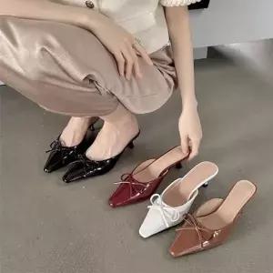 리본슬리퍼 여성슬링백 여성단화 플랫슈즈 슈즈 구두 화이트 플랫구두