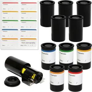 캡 0pcs 필름 보관 용기가 있는 KSY 35mm 네거티브 캔에는 주제를 기록 0개의 라벨이 함께 제공됩니다