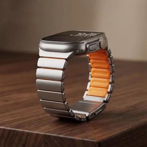 애플워치 울트라 3 11 10 9 8 7 SE 6용 티타늄 메탈 밴드, 액상 실리콘 마그네틱 스트랩 (아이워치 42mm 호
