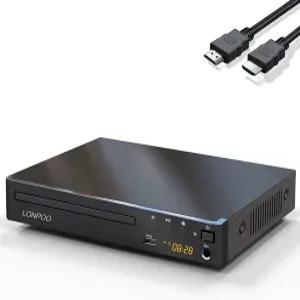 TV용 HDMI가 포함된 LONPOOO DVD 플레이어 풀 HD 화질이 지역 무료 마이크 포트 USB 재생 및 AV 케이블