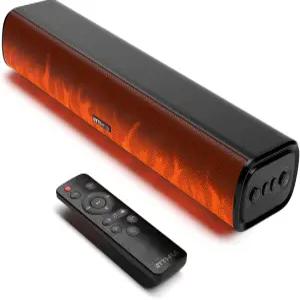 Rythflo 60W 블루투스 사운드바 리모컨이 있는 6인치 컴팩트 TV 8가지 플레임 라이트 모드