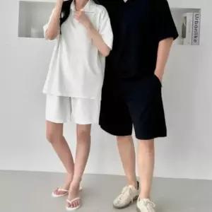 카라넥 반팔 반바지 상하세트 엠보 마일드