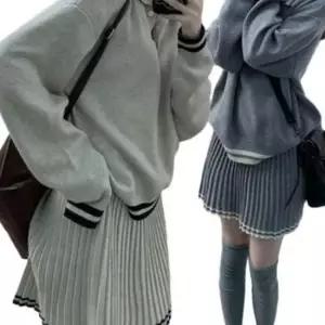 여성용 긴팔 티셔츠 스커트 캐주얼 투피스