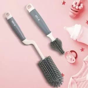 [하프클럽/알티피아]실리콘 젖병 세척솔 회전형 젖꼭지 세척솔 납작모 아기 물병