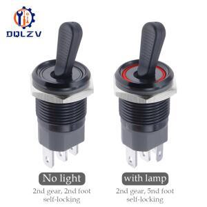 16mm 10A ON-OFF 슬라이드 전원 고전류 금속 토글 스위치 방수 푸시 버튼 2 1NO1NC 조명 LED 빨간색 녹색