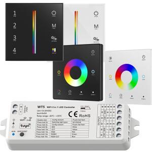 와이파이 5 in 1 LED 컨트롤러 WT5 TUYA TW5 T25 RGBCCT DC12-24V 디머 CCT RGB 스트립 라이트 유리 터치