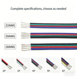 LED 연장 와이어 색상 코드 케이블 5050 3528 RGB CCT 스트립 조명 전자 연결 22-18AWG 2-6Pin