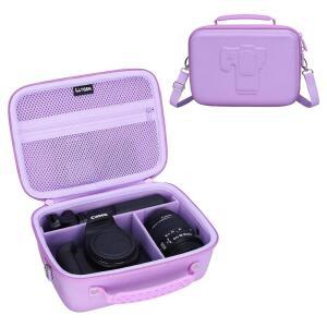캐논 EOS 레벨 T7, R50, R6 마크 II, R100, DSLR SLR 카메라, 렌즈 및 삼각대와 호환되는 L LTGEM 하드 카메라 케이스, 4개의 칸막이와 어깨끈이 있는 여행 가방, 보라색