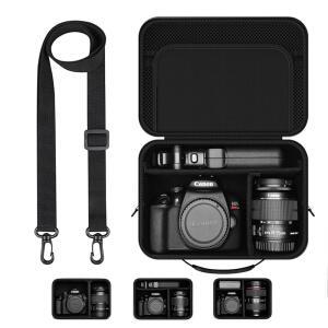 캐논 EOS 레벨 T7 /R50 /R100 및 기타 DSLR 미러리스 카메라 u2013 휴대용 여행 가방, 조절 가능한 칸막이, 메시 포켓 어깨 스트랩(블랙)과 호환되는 비북스 하드 쉘 케이스