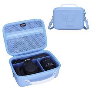 캐논 EOS 레벨 T7, R50, R6 마크 II, R100, DSLR SLR 카메라, 렌즈 및 삼각대와 호환되는 L LTGEM 하드 카메라 케이스, 4개의 칸막이와 어깨끈이 있는 여행 가방, 파란색