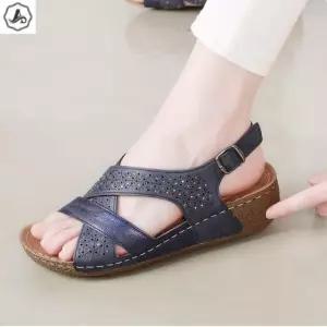 [애슬릿] 키높이 샌들 펀칭 크로스 버클 스트랩 발편한 여름 5cm