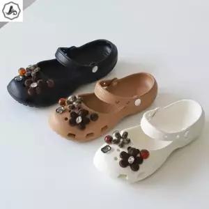 [애슬릿] 플랫폼 샌들 레오파드 베어 참 발편한 사무실 키높이 4.5cm