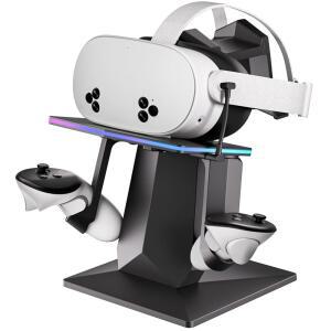 메타 퀘스트 2/3/3S와 호환되는 ODGG 충전 도크, RGB 라이트, 타입-C 케이블, VR 컨트롤러 홀더 스탠드 지원