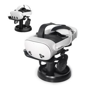 퀘스트 3s / 3 비전 프로 2 피코 4 PSVR 2용 AMVR 헤드셋 스탠드 홀더 - 범용 VR 디스플레이 도크, 안정적인 브래킷 보관 원형 베이스, 마운트 설치가 간편함