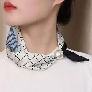 여성 동글 진주 마그네틱 쁘띠 스카프 1P 사계절 패턴 자석 꼬리 WFOEQQR