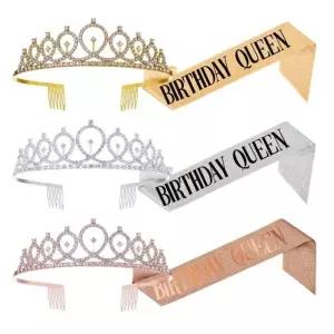 (별별창고)생일 어깨띠 티아라 세트 미스코리아띠 생일파티세트 관종템 (WCEC0D4)