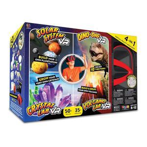 주판 브랜드 가상 현실 4 in 1 디럭스 VR 랩 - 일러스트레이티드 인터랙티브 북 및 STEM 학습 활동 세트(태양계, 디노-디그, 크리스탈, 볼케이노) 8세 이상용