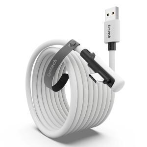 PCVR용 Syntech 링크 케이블 16FT, Oculus /Quest 3 /Meta Quest 3S, Quest2 /Pro /Pico 4 /Ultra 액세서리 및 PC /SteamVR, 고속 데이터 전송, USB 3.0에서 C 케이블로 VR 헤드셋 지원