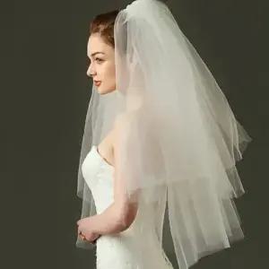 흰색 보리 짧은 일반 부드러운 얇은 명주 그물 컷 가장자리 신부 베일 빗 무도회 파티 코스프레 웨딩 헤어