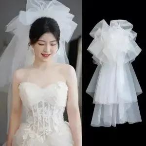대형 신부 베일 화이트 다층 터프트 웨딩 모자 파티 헤어 액세서리