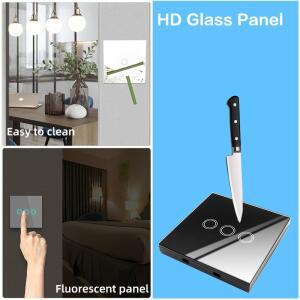 433MHz 스마트 라이트 스위치 Rf 무선 터치 벽 원격 제어 강화 유리 패널 홈 LED 램프 220V