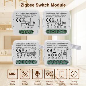 GIRIER Tuya ZigBee 3.0 전등 스위치 모듈, 스마트 DIY 차단기 1 2 3 4 갱은 양방향 제어를 지원하고 Alex