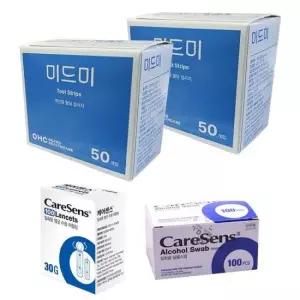 인포피아 미드미 혈당시험지 100매 + 채혈침100개 + 알콜솜100매