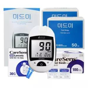 미드미 혈당계 + 시험지100매 + 채혈침100개 + 알콜솜100매