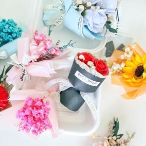 장미 꽃 꽃다발 생일 발렌타인 데이 졸업 웨딩 파티 장식을위한 크리 에이 티브 미니 인공