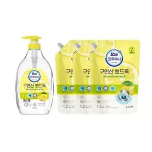 참그린 트루워시 구연산 레몬 용기 1kg, 1개 + 리필,1.2kg,3개