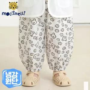 [몰리멜리] 플라워베어엠보시원고쟁이팬츠