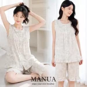 국산 마누아 여성 잠옷 세트 순면 60수 나시 여름 여자 파자마 상하 MSW5375-1